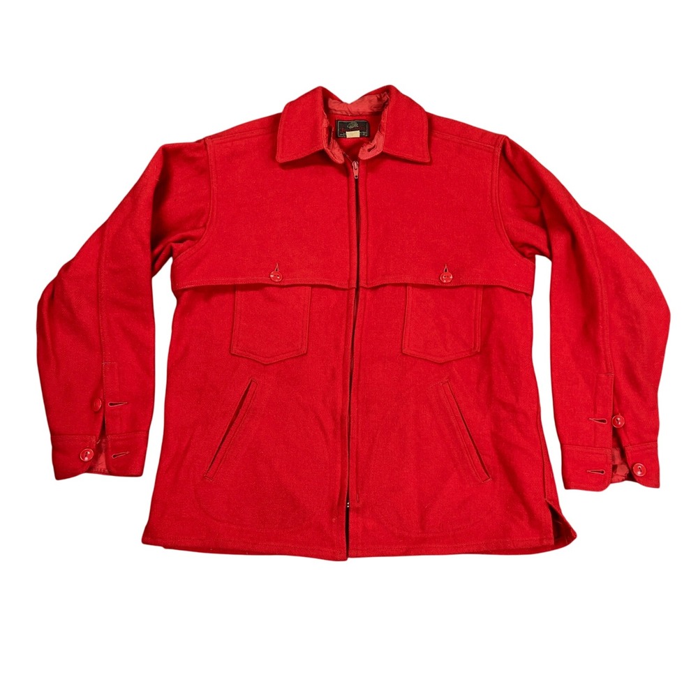VTG Johnson Woolen Mills Red Wool Hunting Jacket Womens 16 USA 50s - 60s Cruiser
